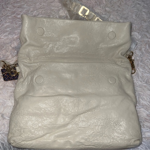 Tory Burch Foldover Convertible Soft Boho Ivory Leather Crossbody - Picture 3 of 7